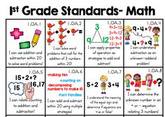 the first grade standards math game is shown with numbers and symbols for each student to use