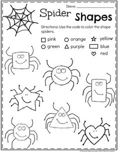 spider shapes worksheet for kids to practice their handwriting and writing skills with pictures