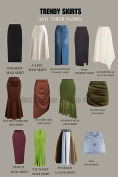 Clothes Essentials, Clothes Guide, Hourglass Outfits, Jean Mom, Fashion Courses, Fashion Dictionary, Trendy Skirts, Quick Outfits, Skirt Maxi