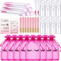 PRICES MAY VARY. Eyelash Aftercare Good Helper: you will receive 40 pieces eyelash makeup supplies, 8 pieces disposable mascara tube wands brushes, 8 pieces eyelash aftercare bags, 8 pieces empty foaming bottles, 8 pieces cleaning brushes and 8 pieces lash extension aftercare instructions cards, one set can comprehensively care for eyelashes; Suitable for travel and business trip, good for beginners to practice, makeup artist makeover or personal daily use Eyelash Aftercare Bags: the bag is abou Esthetician Office, Eyelash Aftercare, Lash Extensions Care, Lash Room Ideas, Eyelash Extensions Aftercare, Lash Extension Supplies, Eyelash Technician, Eyelash Extension Supplies, Pretty Lashes