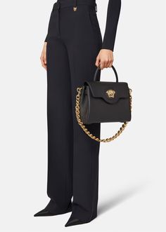 Versace Women's La Medusa Handbag in Black | Versace INT Vuitton Outfit, Versace Bag, Latest Handbags, Versace Fashion, Versace Handbags, Medium Handbags, Handbag For Women, Versace Bags, Trending Handbag