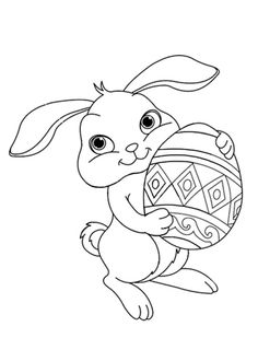 a cartoon bunny carrying an easter egg