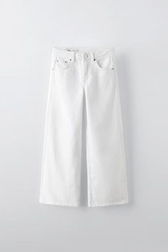 MARINE JEANS - White | ZARA United States Zara Classic Straight Leg Jeans, Zara Classic Mid-rise Jeans, White Flare Jeans With Pockets For Fall, Zara Cotton Jeans For Fall, White Classic Cropped Denim Jeans, Zara Jeans With Pockets For Fall, Zara Cotton Jeans With Five Pockets, Classic Zara Jeans For Fall, Trendy Zara Cotton Jeans