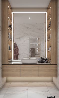 a modern bathroom with marble walls and flooring