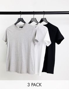 T-shirt multipack by ASOS DESIGN Part of our responsible edit Pack of three Crew neck Short sleeves Regular fit Slim Mom Jeans, Cropped White Tee, Feeling Pretty, T-shirts & Tank Tops, T Shirt Vest, Fashion Story, White T, Tank Top Shirt, Clothes For Sale