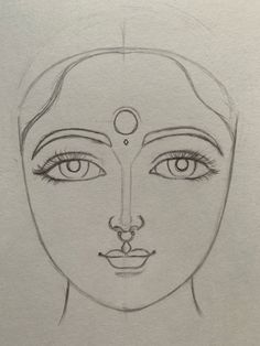 a drawing of a woman's face with eyes and nose