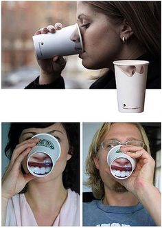 a woman drinking out of a coffee cup