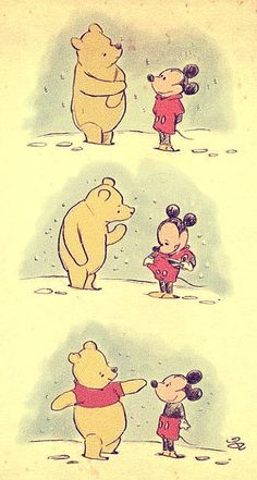 winnie the pooh and her friends are in different stages of being playful with each other