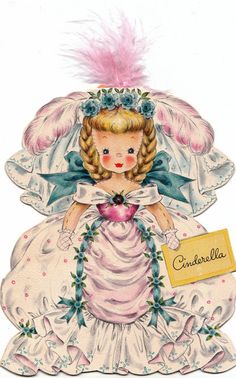 Vintage 1947 Hallmark Storyland Cinderella Doll Greetings Card Land Of Make Believe, Cinderella Doll, Sarah Kay, Make Believe