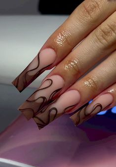 Brown Acrylic Nails, Cute Acrylic Nail Designs, Simple Acrylic Nails, Square Acrylic Nails, Fire Nails, Coffin Nails Designs, Pretty Acrylic Nails