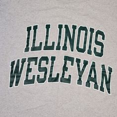 This vintage Illinois Wesleyan College University Champion crewneck t-shirt is the perfect addition to any college-themed wardrobe. The gray color and classic crew neckline make it a versatile piece that can be dressed up or down. The t-shirt is made by Champion, a trusted brand known for high-quality clothing. C patch on sleeve Double stitched Clean The shirt is pre-owned but in great condition. It features the Illinois Wesleyan College University logo in the center, making it a great way to sh Collegiate Letter Print T-shirt For Campus, College Crew Neck T-shirt With Letter Print, Campus Fan Apparel T-shirt With Letter Print, School Spirit Crew T-shirt For Streetwear, Campus Logo Print Crew Neck T-shirt, Campus Crew Neck T-shirt With Text Print, Crew Neck T-shirt With Text Print For Campus, Gray Varsity T-shirt For College, Varsity Crew Neck T-shirt With Letter Print