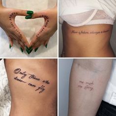 four different pictures with tattoos on their stomachs and the words'only those who should ever try '