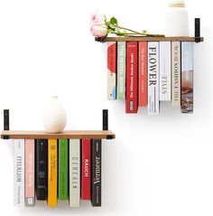 PRICES MAY VARY. 👍[Functional storage shelves] - The special combination of our rustic floating bookshelves can bring more possibilities for you. organize items or clutter in your bedroom, bathroom, livingroom, etc. the wonderful combination of smooth-surfaced metal brackets and solid wood texture decorates your home with a natural and neatly beauty, Wall bookshelf and book shelf for wall. 👍[Unique design] - Crafted from natural wood & sturdy metal brackets, our book shelf for wall ensures dur Hanging Bookshelves, Floating Books, Floating Bookshelf, Floating Bookshelves, Bookshelf Design, Wall Bookshelves, Inspire Me Home Decor, Design Visual, Space Saving Solutions