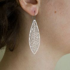 Reticulate  stainless steel leaf earrings organic by nervoussystem, $40.00 Family Jewels, Purse Jewelry, Leaf Earrings, Everyday Jewelry, Leather Accessories, Metal Jewelry, Tech Accessories, Jewelry Inspiration, Home Art