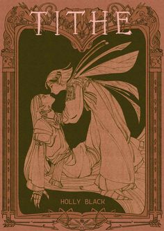 an old book cover with a woman holding a man