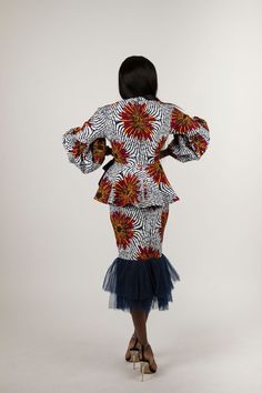 African Print Ankara Skirt with tulle ruffles and v neck | Etsy Spring Ruffled Peplum Sets, Fitted Dresses With Ruffle Hem, Party Tiered Skirt Set With Ruffles, Chic Fitted Ruffle Skirt Set, Chic Fitted Skirt Set With Ruffles, Elegant Fitted Tiered Skirt Set, Elegant Fitted Set With Ruffled Skirt, Elegant Fitted Sets With Ruffled Skirt, Ankara Peplum Blouse