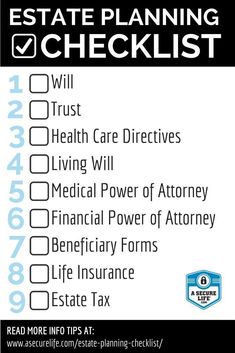 the estate planning checklist is shown