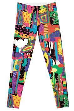 Super stretchy and durable polyester full-length leggings. Vibrant high-quality sublimation print across the front and back. Size range XXS-XL. modern surreal abstract art Leggings Design, Pet Bandana, Color Patterns, Buy Art, Artwork Prints, Sublimation Printing, Full Length, Abstract Art, Leggings