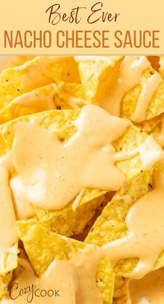 nacho cheese sauce poured over nacho chips Caso Recipes, Homemade Nacho Cheese Dip, Nacho Cheese Seasoning Recipe, The Best Nacho Cheese Sauce, Nachos Velveeta Cheese, Cheese Sauce For Chips, Homemade Nacho Cheese Sauce Recipes, Cheese For Nachos Recipes, Copycat Portillos Cheese Sauce Recipe