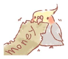 a drawing of a bird with the word mom written on it's back side