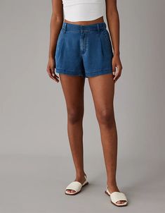 AE High-Waisted Trouser Short Relaxed Fit High-waisted Summer Shorts, Chic Relaxed Fit Summer Bottoms, Chic Summer Bottoms With Relaxed Fit, Versatile High Waist Shorts For Spring, Spring Wide Leg Bermuda Shorts With Belt Loops, Trendy Relaxed Fit Solid Shorts, Versatile Relaxed Fit Summer Shorts, Versatile Summer Shorts With Short Inseam, Summer Shorts With Short Inseam