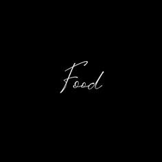 the word food written in white ink on a black background