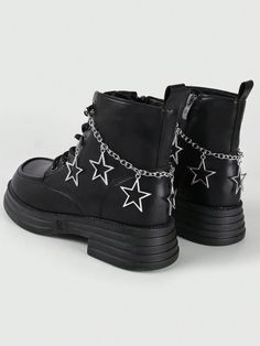 4pcs/Set Punk Dark Style Silver Chain Faux Pearl Hollow Star Pendant Shoe Boot Decorations, Stylish Accessories Gift For Friends Silver    Zinc Alloy     Shoe Accessories, size features are:Bust: ,Length: ,Sleeve Length: Boot Decorations, Star Core, Steel Shoes, Pearl Shoes, Luxury Boots, Office Shoes Women, Shoe Boot, Heart Shoes