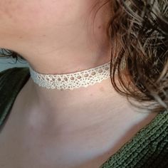 White lace choker with adjustable chain 🤍. Measurements: 33-38 cm long x 1.6 cm wide. White Necklace For Festivals, Elegant White Choker For Festivals, Handmade White Choker For Spring, Adjustable Choker For Wedding In Spring, Adjustable Choker For Spring Weddings, White Choker For Festivals, White Spring Party Choker, Spring Gift White Choker, Adjustable Jewelry With Lace Trim As A Gift