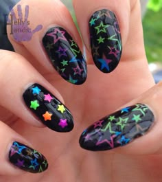 Arcade Carpet Nails, Arcade Nails, Nails Scene, Neon Star Nails, Scenecore Nails, Neon Stars Nails, Neon Alien Nails, Emo Star Nails Acrylic, Sun Nails