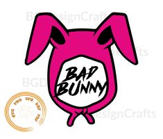 a pink bunny head with the words bap bunny on it