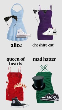 alice in wonderland group costumes #costume #aliceinownderland #friendgroup Fun Halloween Outfits, Cool Halloween Makeup, Alice In Wonderland Costume, Solo Costume, Wonderland Costumes, Trendy Halloween Costumes, Group Costumes, Trendy Halloween