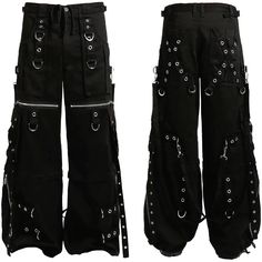 Emo Style Bottoms With Pockets For Streetwear, Grunge Wide Leg Bottoms For Alternative Fashion, Rock Style Bottoms With Pockets For Alternative Fashion, Emo Style Bottoms With Pockets For Concerts, Emo Bottoms With Pockets For Concerts, Edgy Cotton Pants For Halloween, Black Cotton Pants For Concert, High Waist Bottoms For Halloween Streetwear, Punk Style Wide Leg Bottoms For Streetwear