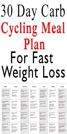 This 30-day carb cycling meal plan for fast weight loss is a great addition to your dieting plan. Carb cycling is a great way to still eat carbs and lose weight at the same time. #carbcycling #fastweightloss Dieting Plan