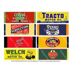 four different types of motor oil labels