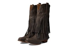 Roper Rickrack - Cowboy Boots : Brown : Boast a chic style with your south western dresses by donning the Roper Rickrack boots. Faux leather upper. Man-made lining and insole. Pull-on style. Adorned with fringes. Pull tabs on the upper. Round toe silhouette. Man-made silhouette. Imported. Measurements: Heel Height: 1 1 2 in Weight: 1 lb 1 oz Circumference: 14 in Shaft: 13 1 2 in Product measurements were taken using size 9, width B - Medium. Please note that measurements may vary by size. Cowboy Boots Brown, Western Boots Women, Rick Rack, Fringe Boots, Boots Brown, Western Dresses, Cowgirl Boots, Brown Boots, Western Boots