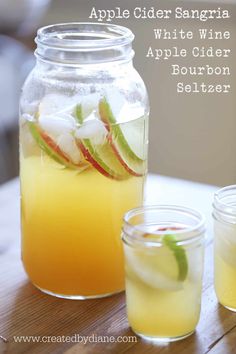 an apple cider sangria with white wine, apple cider and bourbon salter