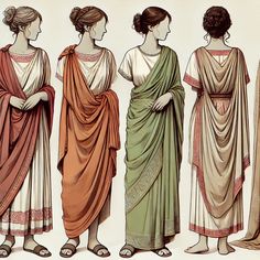 four women in ancient greek dress