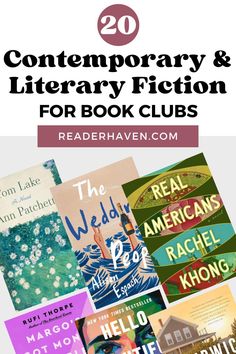 some books that are on top of each other with the words contemporary and literary fiction for book clubs