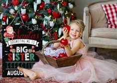 Christmas Pregnancy Announcement With Siblings – Cenzerely Yours Winter Pregnancy Announcement, Baby Arrival Announcement, Winter Pregnancy, Pregnancy Announcement Sibling, Big Sister Announcement, Baby Grinch