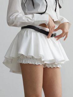 SIZE S:waist:68cm,skirt length:30cm M:waist:72cm,skirt length:31cm L:waist:76cm,skirt length:32cm Note: 1 inch = 2.54 cm, 1 cm = 0.39 inch Measurement by hands allow 2-3cm errors which is normal Spring Mini Skirt With Fake Two-piece Design, Spring Mini Skirt With Fake Two-piece Detail, Spring Fake Two-piece Mini Skirt, Fitted White Tiered Skort, White High-waist Pleated Skirt, White Pleated High Waist Skirt, White Fitted Flared Mini Skirt, White Mini Tennis Skirt With Lining, White High Waist Shorts With Lined Skirt