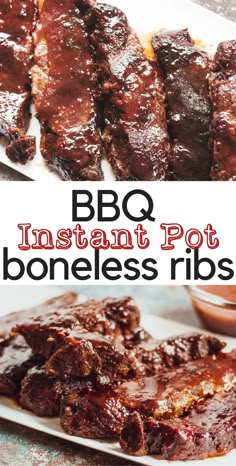 bbq instant pot boneless ribs on a plate