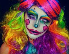 Clown Makeup Colorful, Rainbow Makeup Looks, Haunt Makeup, Rainbow Clown, Makeup Colorful