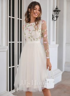 JJ's House Dresses (275800) | JJ's House Homecoming Dresses Knee Length, Tulle Midi Dress, Tulle Homecoming Dress, Dress Homecoming, Knee Dress, Dress Silhouette, Knee Length Dresses, Quinceanera Dresses, Rehearsal Dinner