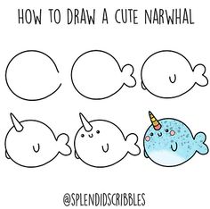 how to draw a cute narwhale with the help of friends and bubbles