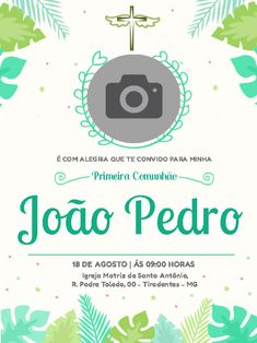 a flyer for an event with flowers and leaves on the front, and a camera in the center