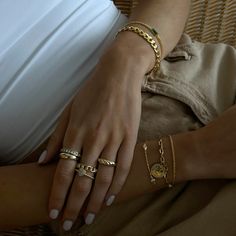 - Croissant twist detail ring - 14 karat gold or silver plated - Made to last - Available in sizes 5, 6, 7, 8, 9 and 10 Bracelet And Ring Stack, Stacked Gold Bracelets, Dainty Bracelet Stack, Cupid Necklace, Cupid Ring, Basic Earrings, Ring Layering, Classy Vibes, Evry Jewels