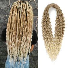 PRICES MAY VARY. [Size&Weight] There are many colors to choose.The length of the Double Ended Dreadlock Extensions with Curly Ends is 24inches when folded in half,or 48 inches when unfolded.The width of curly DE dreads is 0.6cm/strand ,it is very thin, and the Wavy Dreadlocks very light, the weight of wavy DE dreadlock extension is about 6g/strand. [Material] The 24inches DE dreadlock extension with wavy ends is made of 100% high quality synthetic fiber. The Thin DE Dread Extensions with Wavy En Light Brown To Blonde, Wavy Dreadlocks, Dread Hair Extensions, Double Ended Dreads, Crochet Dreads, Wedding Braids, Dreadlock Extensions, Braids With Extensions, Dread Hairstyles