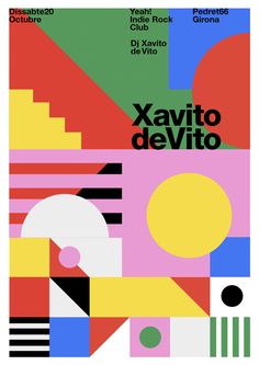 a poster with different colors and shapes on it