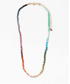 Adjustable Rainbow Crystal Necklace With Faceted Beads, Adjustable Rainbow Beaded Necklace, Adjustable Rainbow Necklace With Colorful Beads, Adjustable Rainbow Faceted Beads Necklace, Adjustable Rainbow Round Bead Necklaces, Rainbow Round Bead Adjustable Necklace, Adjustable Rainbow Crystal Bohemian Necklaces, Bohemian Rainbow Crystal Necklaces With Faceted Beads, Adjustable Rainbow Crystal Bohemian Necklace