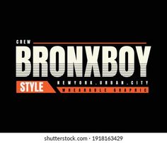 an old school style logo with the name bronxboy in orange and white on a black background